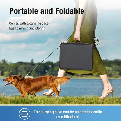 Lekereise 2-in-1 Cat, Dog Carrier for Small Medium Large Pets up to 35 Lbs, (17.7"*2)*16.5"*13" Car Travel Carrier with Litter Box, Bowl, and Locking Zipper - Black