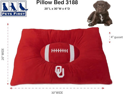 Pets First NCAA PET BED- Oklahoma Sooners Soft & Cozy Plush Pillow Bed.