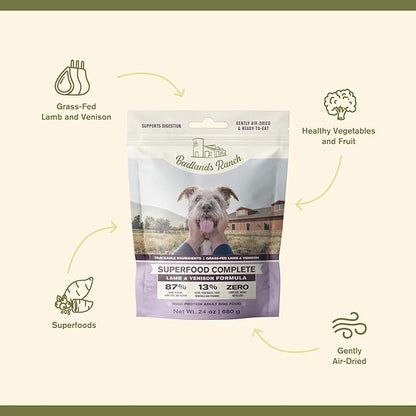 by Katherine Heigl- Superfood Complete, Air-Dried Adult Dog Food - High Protein, Zero Fillers, Superfood Nutrition (24 oz., Lamb & Venison)