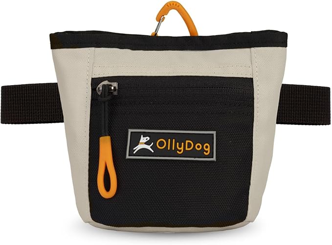 OllyDog Goodie Treat Bag, Dog Treat Pouch, Waist Belt Clip for Hands-Free Training, Magnetic Closure, Dog Training and Behavior Aids, Three Ways to Wear (Bluff)