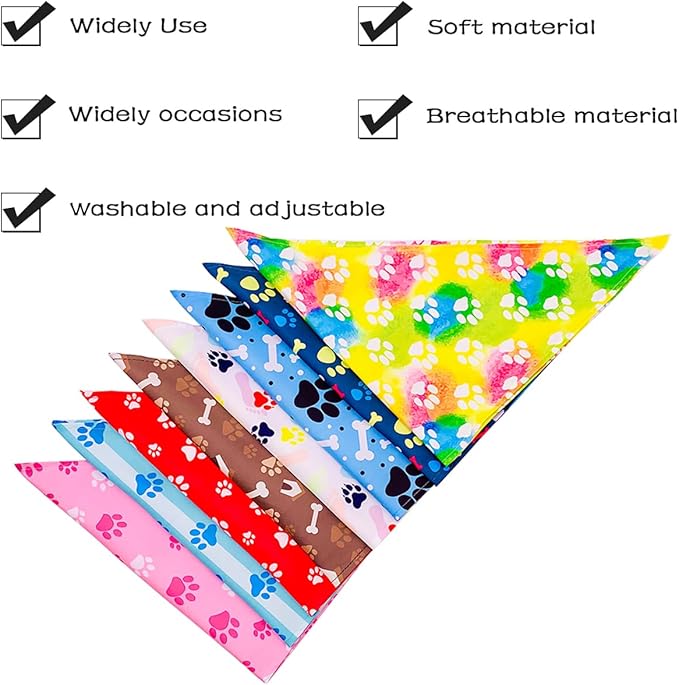 PET SHOW 50Pcs Paw Pattern Dog Bandanas Bulk