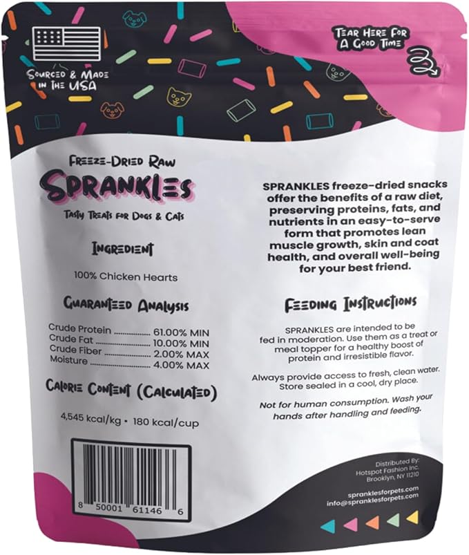 Freeze Dried Dog Treats, Chicken Hearts for Cats and Dogs - 1LB Big Bag Single Ingredient All Natural Grain-Free, High Protein, Made in USA - Perfect for Training, Topper or Snack