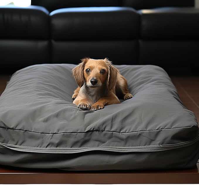 Dog Bed Covers 36L × 27W × 3H Inch Washable Grey Thickened Waterproof Oxford Fabric with Handles and Zipper Reusable Dog Bed Liner for Medium 50-55 Lbs Dog