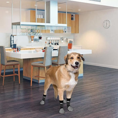 PUPTECK Anti Slip Dog Socks 2 Pairs with Double Grippers for Hardwood Floors