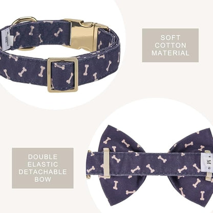 Adjustable Pet Bow Tie and Dog Collar for Small Medium Large Dogs