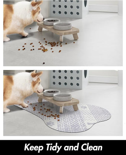 PADOOR- Dog Food Mat- Absorbent Pet Food Mat- Dog Bowl Mat Bone Shaped- Quick Dry Dog Feeding Mat 12"x19", Purple