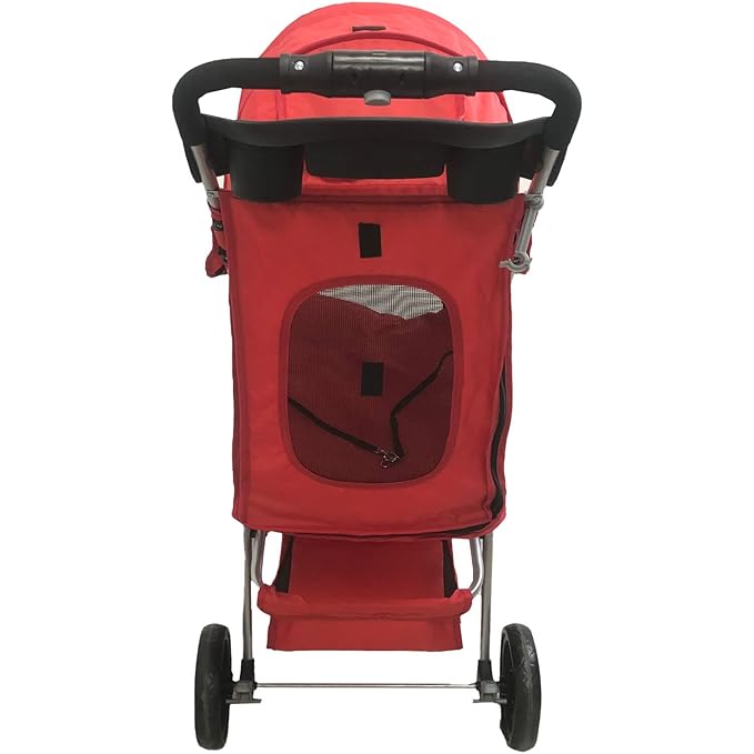 Critter Sitters 4-Wheel Dog Stroller for Small or Medium Sized Dogs and Cats with Scratch Resistant Breathable Mesh Windows and Safety Leash