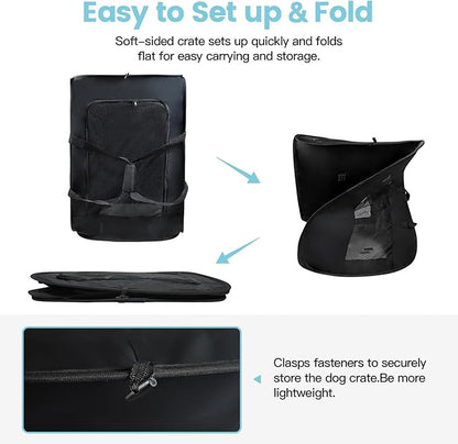 Folding Soft Dog Crate 36"x25"x25" Dog