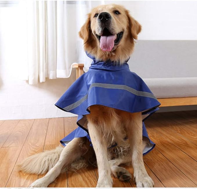 NACOCO Large Dog Raincoat Adjustable Pet Water Proof Clothes Lightweight Rain Jacket Poncho Hoodies with Strip Reflective (L