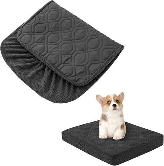 Dog Bed Covers Replacement Washable - Waterproof Dog Bed Covers Quilted, Water Absorbable Pet Puppy Bed Cover for Dog Cat, Cover Only 40Lx32Wx6H Inches Darkgrey