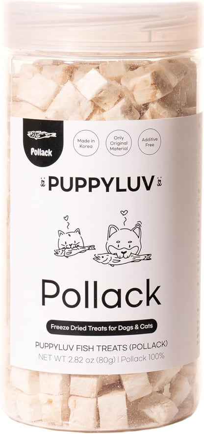 Puppyluv Pollack Fish Treats | Natural Freeze Dried Dog & Cat Treats | Training Treats for Dogs | Rich with Fish Oil for Dogs | All Breeds & Sizes