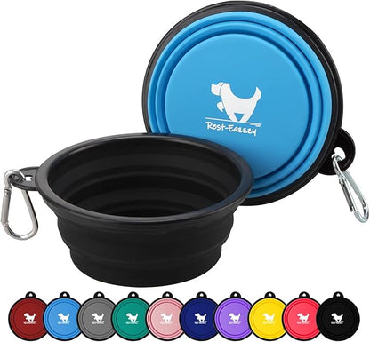 Collapsible Dog Bowls for Travel, 2-Pack Dog Portable Water Bowl for Dogs Cats Pet Foldable Feeding Watering Dish for Traveling Camping Walking with 2 Carabiners, BPA Free