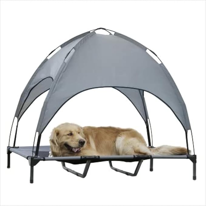Large Elevated Dog Bed with Canopy 48IN Outdoor