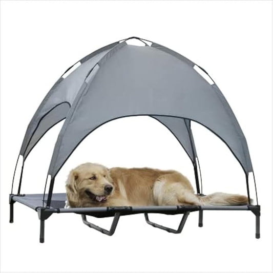 Large Elevated Dog Bed with Canopy 48IN Outdoor