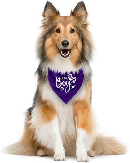 It's A Boy Dog Bandana, Purple Dog Bandana, Gender Reveal Dog Bandana, Dog Bandana Pregnancy Announcement, Dog Bandana for Small Medium Large Dog, Pet Dog Triangle Scarf, Gift for Dog Lover (E56)