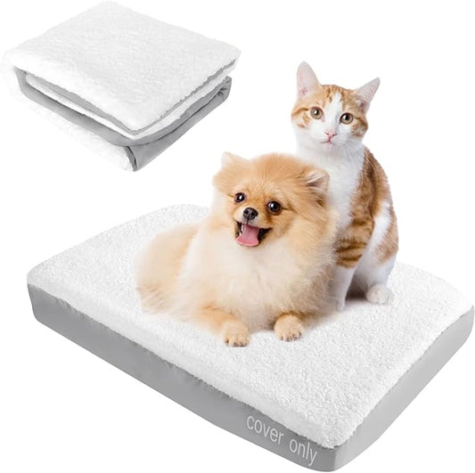 Dog Bed Covers Replacement Washable (Cover Only), Waterproof Warm Dog Mattress Cover Plush Dog Bed Cover-Easy to Remove, Plush Dog Pillow Cover, Soft and Comfortable Puppy Pet Bed Cover