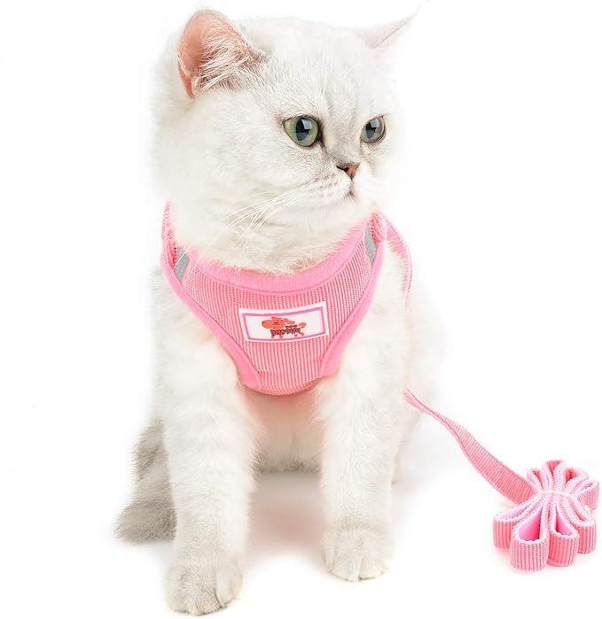 Zunea No Pull Dog Harness and Leash Set for Small Sized Dogs Adjustable Reflective Puppy Boy Girl Vest Harnesses Soft Corduroy Mesh Padded Step-in Cat Harness for Pet Chihuahua Pink XS