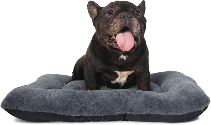 24 Inch Dog Crate Bed Washable Extra Soft Crate Pads for Dog Cages 24x18 Inch With Zipper Comfy And Fluffy Crate Beds for Small Dogs Pillow Mat With Anti-Slip Bottom Helps Ease Pet Anxiety, Dark Grey