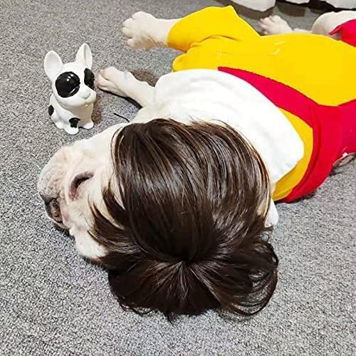 KSYVUCRD Funny Dog Wig with Free Grooming Comb for Small Medium Large Dogs, Trimmable Pet Costume Cat Cosplay Wig Decoration for Halloween Christmas Party Supplies