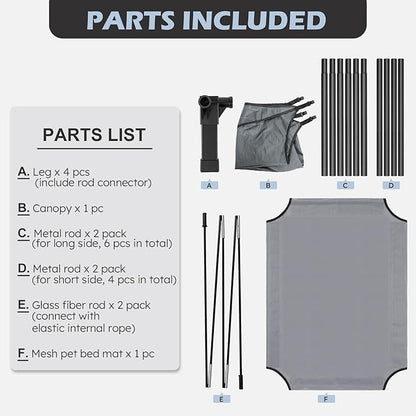 Heeyoo Elevated Dog Bed with Canopy