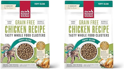 The Honest Kitchen Whole Food Clusters Puppy Grain Free Chicken Dry Dog Food, 1 lb Bag (Pack of 2)