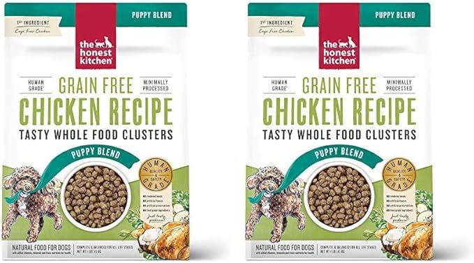 The Honest Kitchen Whole Food Clusters Puppy Grain Free Chicken Dry Dog Food, 1 lb Bag (Pack of 2)