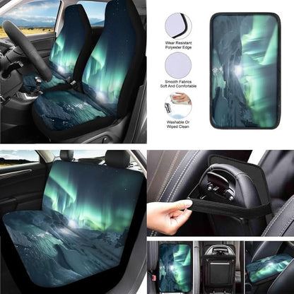 Turquoise Aurora Car Seat Covers Galaxy Painting Set