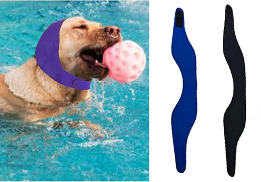 MANON ROSA Dog Swim Cap Plugs 2Pcs Waterproof All-Weather Snood for Bathing Rainy Days Swimming (1 Black 1 Blue,L)