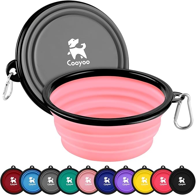 COOYOO Collapsible Dog Bowl,2 Pack Collapsible Dog Water Bowls for Cats Dogs,Portable Pet Feeding Watering Dish for Walking Parking Traveling with 2 Carabiners