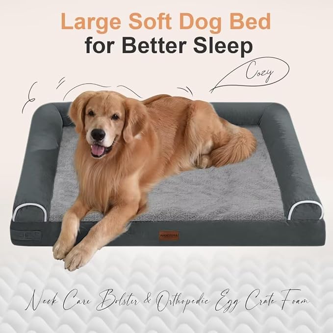 Large Dog Bed Orthopedic Washable: Jumbo Dog Bed Bolster Extra Large Dogs Egg Crate Foam Sofa Couch Waterproof Removable Cover