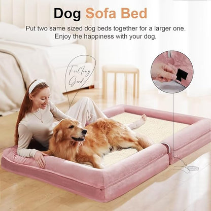 Large Dog Bed Orthopedic Washable: Beds Bolster XL Bed Big XLarge Dogs Memory Foam Couch Sofa Waterproof with Removable Cover