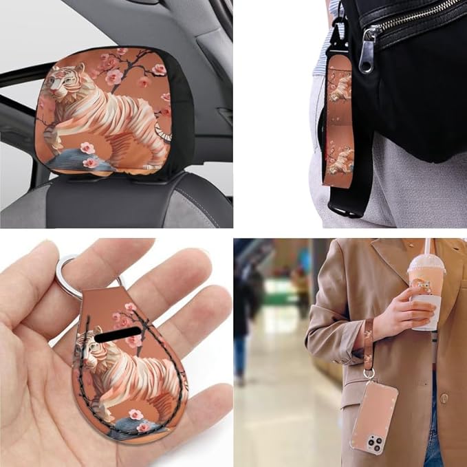 Orange Tiger Paper Sculpture 13 PCS Car Seat Cover Flower Tigers Full Set Front Back Seat Covers Steering Wheel Cover