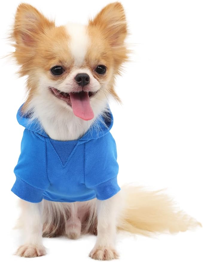 LOPHIPETS Lightweight Cotton Hoodie for Small Dogs – Hooded Sweatshirt for Chihuahuas Puppy and Toy Breeds-Blue/S