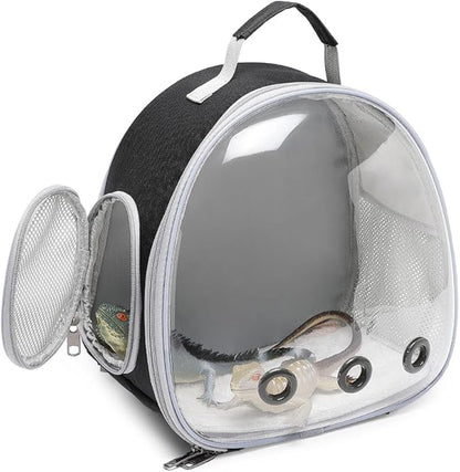 Small Animal Carrier Backpack Space Capsule Bubble Window Carrier Backpack for Lizard Guinea Pig (Black)