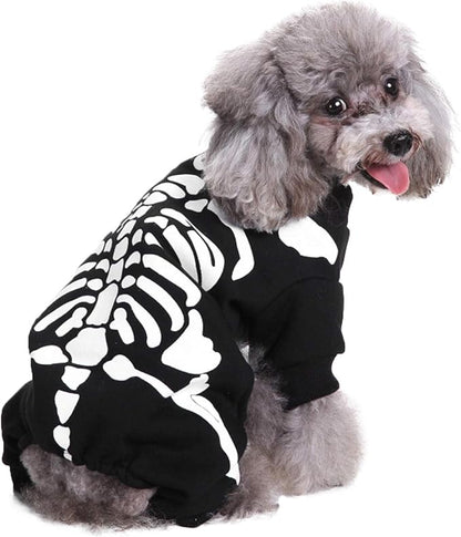 Dog Cat Skeleton Costume Coat Pet Puppy Halloween Costumes Clothes for Small Medium Dogs Cats Halloween Party Cosplay Sweater Jumpsuit Puppies Funny Outfits Kitten Dress up Shirt Pets Apparel