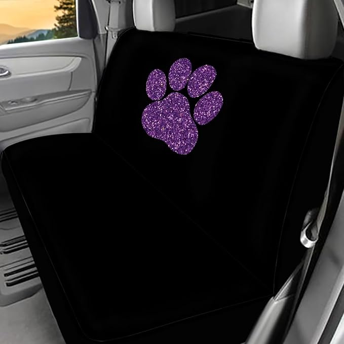 Purple Dog Paw Car Seat Covers for Rear Bench Seats Protects Against Dirt Pet Fur Dog Hair
