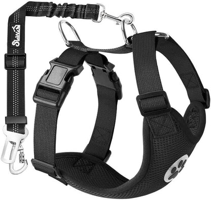 Lukovee Dog Seat Belt for Car, Adjustable Dog Car Harness for Large Medium Small Dogs, Soft Padded & Breathable Mesh Dog Seatbelt with Car Strap and Carabiner(Black Double Clip,Small)