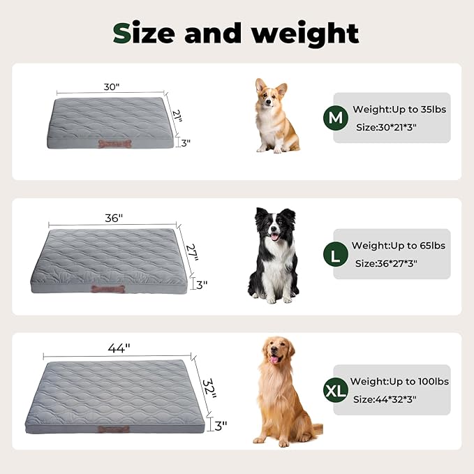 BALANCE Dog Crate Bed，Water-Resistant Orthopedic Dog Beds with Nonskid Bottom