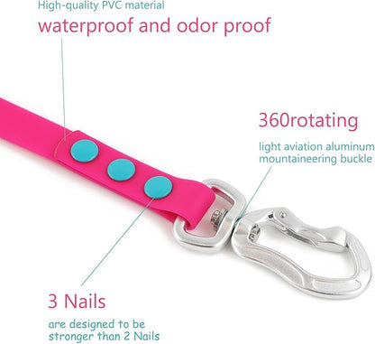 Waterproof Dog Leash Carabiner Leash for Dogs Soft 5ft*15mm*2.0mm Pink