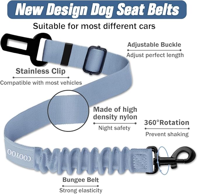 COOYOO Dog Seat Belt 3 Piece
