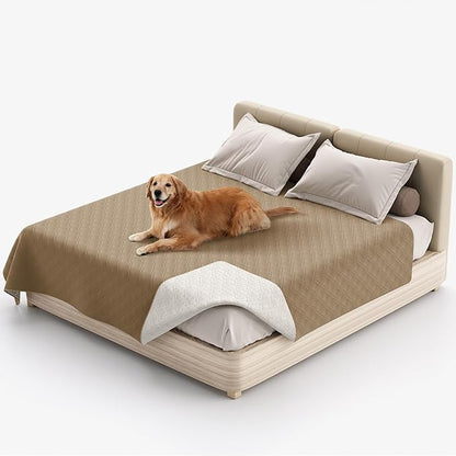 Water Resistant Dog Bed Cover Pet Blanket with Anti-Slip Back for Furniture Bed Couch Sofa (82x82 Inch,Taupe)