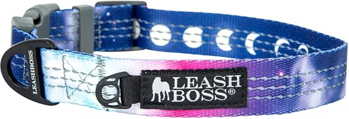 Leashboss Patterned Reflective Dog Collar 13.5"-19.5" Neck 1" Wide,