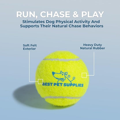 Best Pet Supplies Squeaky Tennis Toys for Dogs, 4-Pack, Heavy-Duty Interactive Pet Toys for Throwing and Fetching, Supports Exercise and Natural Behavior Training, Durable - Large