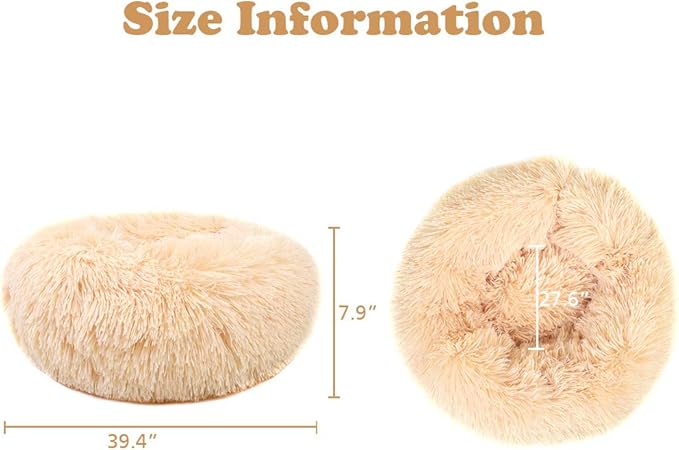 otoez Round Donut Dog Bed for Large Dogs (39.3", Oatmeal)