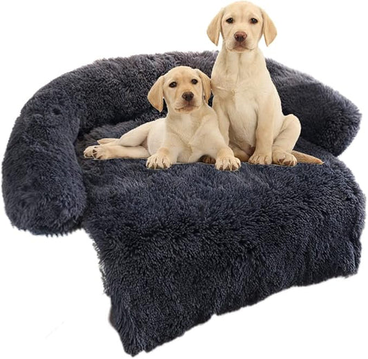 Calming Dog Bed Fluffy Plush Dog Mat for Furniture Protector with Removable Washable Cover for Large Medium Small Dogs and Cats (Medium(41x37x6)