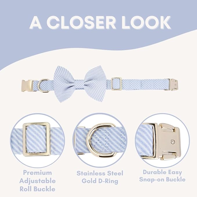 Adjustable Pet Bow Tie and Dog Collar for Small Medium Large Dogs
