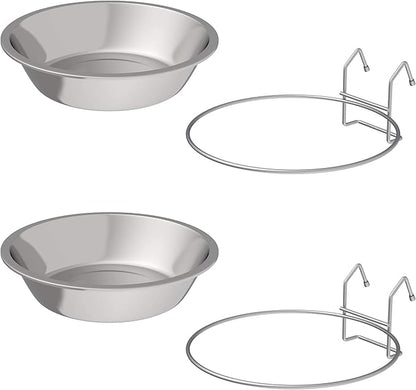 PETMAKER Stainless-Steel Hanging Pet Bowls for Dogs & Cats-Cage, Kennel, & Crate Large Feeder Dishes for Food & Water-Set of 2, 48oz Each