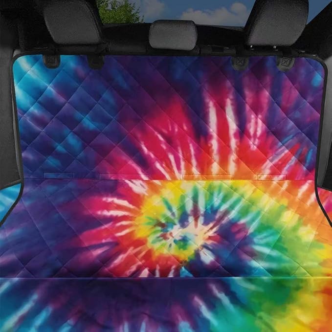 AFPANQZ Rainbow Tie Dye Dog Seat Cover