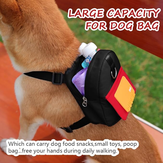 Dog Backpack for Small Dogs to Wear,Cute Pet Puppy Harness Backpacks with Leash Adjustable Dog Self Carrier Bag for Travel Hiking Daily Walking (M, Black)