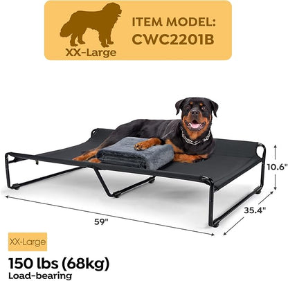Veehoo Large Elevated Dog Bed with Flannel Dog Blanket CWC2201B